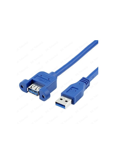 Panel Tipi Vidalı USB 3.0 Dişi-Erkek Uzatma Kablosu - 1Metre