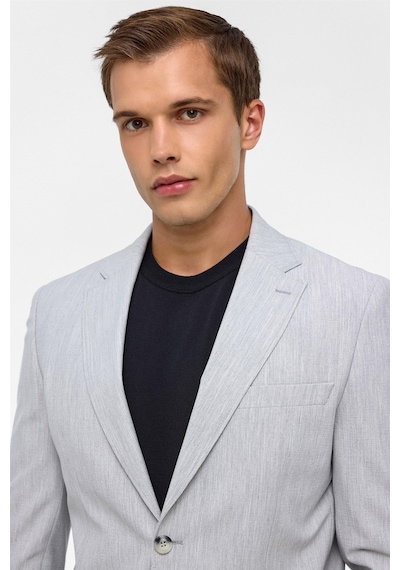 Süvari Gri Slim Fit Desenli Mono Yaka 6 Drop Spor Takım Elbise