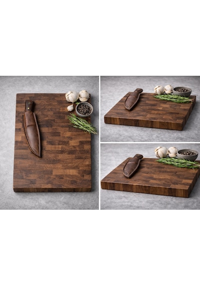 Premium Ceviz End Grain Kesme Tahtası Profesyonel Kasap & Şef Bloğu, Doğal Ahşap, Dayanıklı, Bıçak Dostu, Uzun Ömürlü Mutfak Tahtası