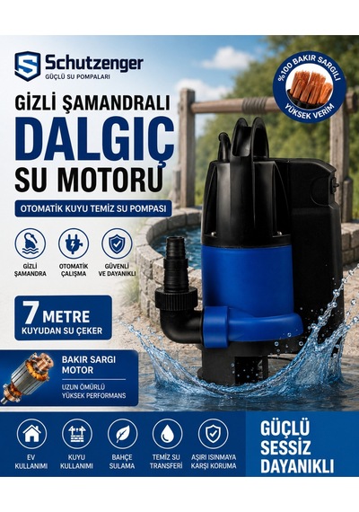 German Bakır Sargı 2 Hp Gizli Şamandıralı Kirli Temiz Yüzme Havuzu Gölet Sel Su Aktarma Pompası
