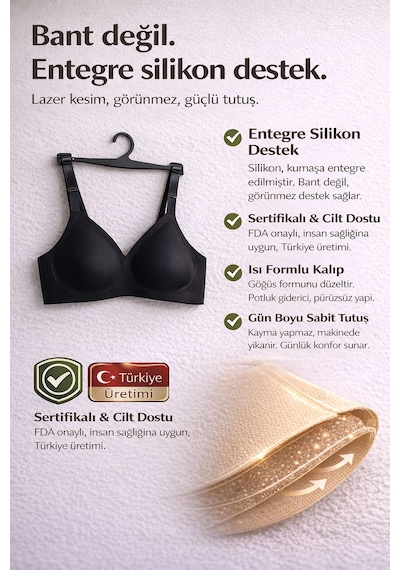 Daniella Lazer Kesim Dikişsiz Balensiz Hayalet Sütyen Siyah
