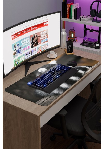 Lemur Kaymaz Dikişli Kauçuk Oyuncu Mousepad V5 - 90x40 Xxl Gaming Mouse Pad Fare Altlığı