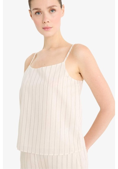 DeFacto Regular Fit Kare Yaka Çizgili Modal Askılı Bluz F0397AX25SPBG284