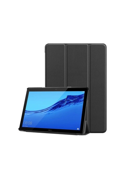 Huawei Mediapad T5 10 Standlı Mıknatıslı Ultra Ince Deri Kılıf-Siyah