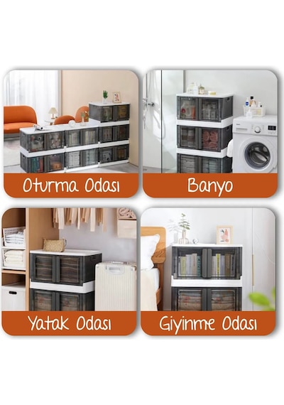 Çok Amaçlı Istiflenebilir Katlanır 4'lü Beyaz Düzenleyici Dolap Seti Beyaz