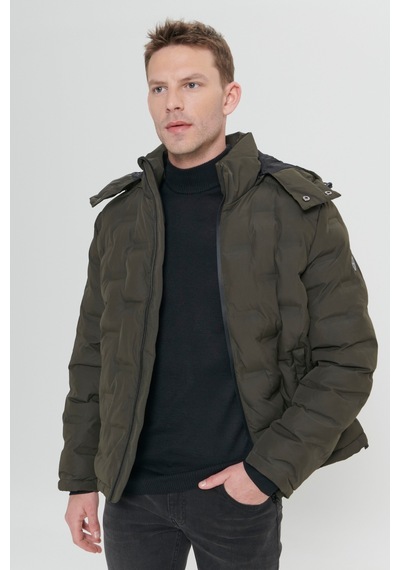 Ac&Co / Altınyıldız Classics Erkek Standart Fit Normal Kesim Kapüşonlu Desenli Mont - Haki Ac&Co / Altınyıldız Classics Erkek Standart Fit Normal Kesim Kapüşonlu Desenli Mont - Haki
