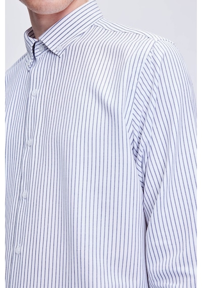 Hatemoğlu Siyah Comfort Fit Çizgili Pamuklu Düğmeli Yaka Uzun Kollu Casual Gömlek 24d19etc0001 102 Siyah