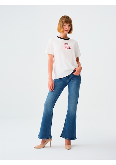 Oversize Fit Kadın Bluz K.kol Beyaz