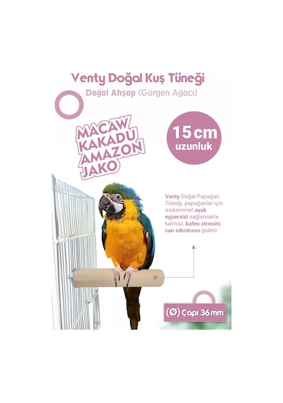 Vixpet Venty 4'lü Doğal Papağan Tüneği 15 cm Macaw | Kakadu | Jako | Amazon | Alex | Eklektus