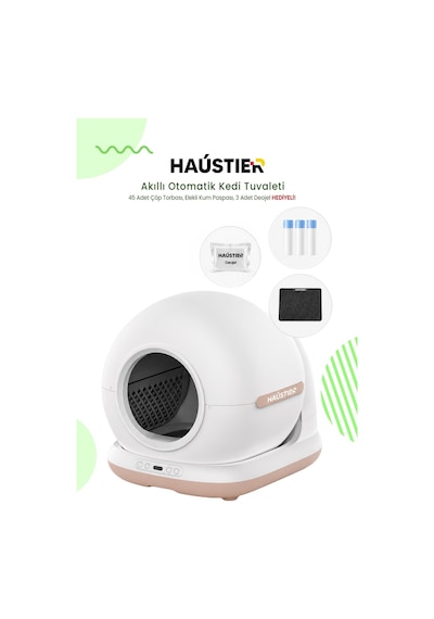 Haustier Cb001 Akıllı Otomatik Kedi Tuvaleti, App İle Kontrol, 75lt İç Hazne, 7lt Çöp Haznesi