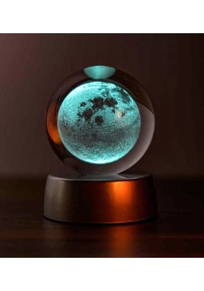 Ayrex Senon Dolunay Kristal Cam Küre Renk Değiştiren Led Işıklı Gece Lambası Dekoratif Hediyelik