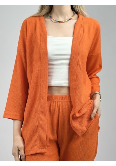 Kadın Pantolonlu Alt Üst İkili Kimono Takım Rahat Kalıp 001