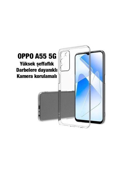 Ally Oppo A55 5g Kılıf Kamera Korumalı Ultra İnce Şeffaf Silikon Kılıf- 5775