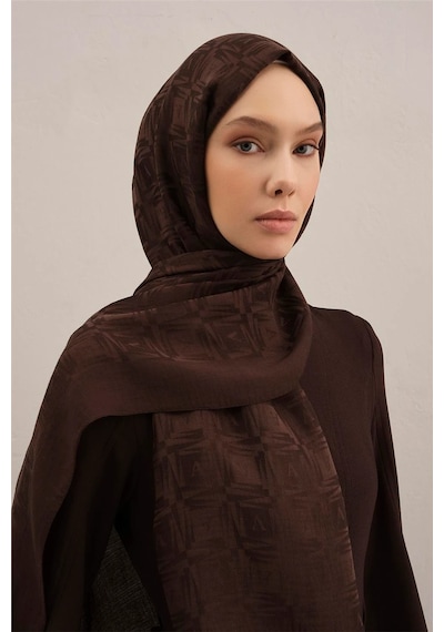 Armine Lyocell Naia Kare Monogram Şal 6 Acı Kahverengi