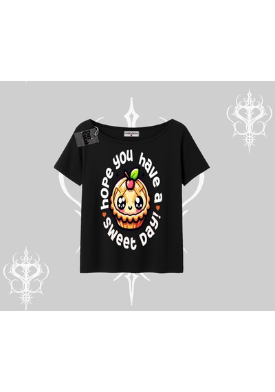 Startmore Startmore Sweet Day Cupcake Baskılı Kayık Yaka Tshirt Siyah