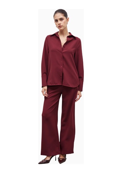 United Colors Of Benetton Because Of Alice Effortless Oversized Shirt Oversize Kadın Gömlek Bordo