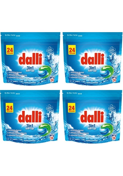 Dalli Etkili Leke Çıkarıcı Kapsül Çamaşır Deterjanı 3'ü 1 Arada 96 Yıkama 1 Koli/4 Adet Set