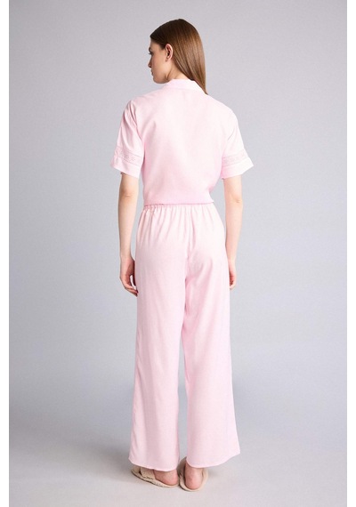 Defacto Regular Fıt Uzun Boy Dokuma Pijama Alt G4372ax26sppn648 Pembe-pn648