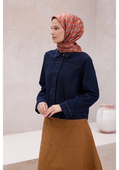 Belli Twill İpek Eşarp Vizon Kiremit