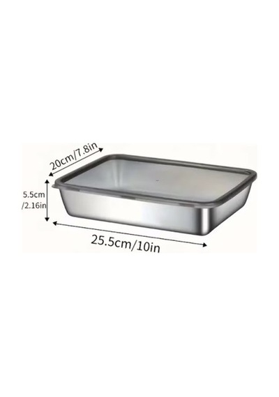 Çok Amaçlı Paslanmaz Çelik Fırın Ve Saklama Kabı 25x20x5 Cm 446721