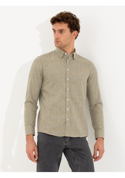 Cacharel Hardal Slim Fit Uzun Kollu Gömlek Sarı