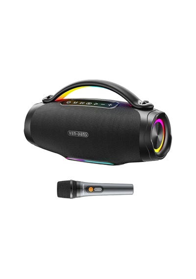 Ven-dens Spk026s 100 W Led Işıklı Bluetooth Hoparlör, 8000 Mah Batarya, 14 Saate Kadar, Siyah
