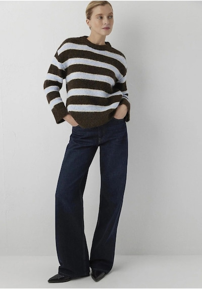 Uzun Kollu Kazak Chambray Blue Stripe Mavi