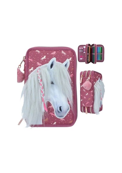 Agt Topmodel Miss Melody Triple Pencil Case Horses
