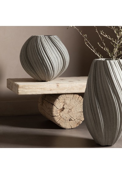 Mudo Home Spıral Vazo Bej 34x32cm Gri