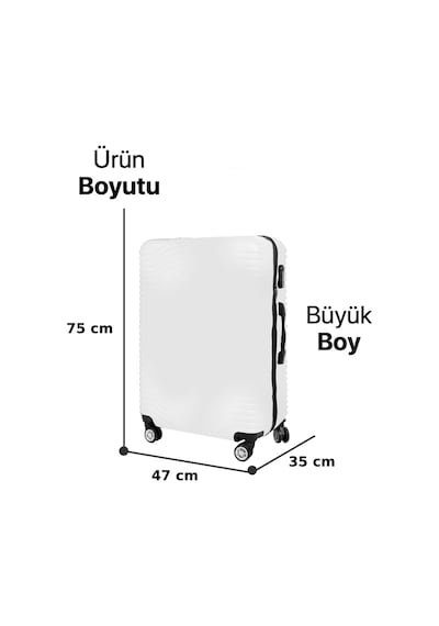 Polo&Sky Elmas Model Siyah Renk Büyük Boy Valiz Bavul Siyah