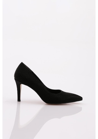 Dgn 1002 Kadin Topuklu Stiletto Ayakkabi 1002-2453-R11294 Siyah Baskılı