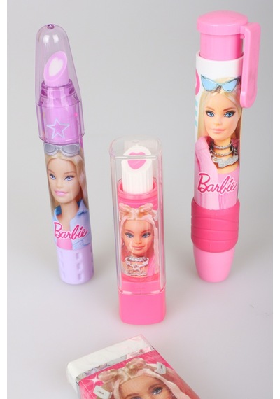 X Dekomus Lisanslı Barbie 4 Adet Silgi Seti Ruj Silgi,çevirmeli Roket Silgi,kare Silgi,roket Silgi,basmalı Silgi