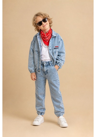 Eray Alp Kids Erkek Çocuk Jean Alt Üst Takım Mavi