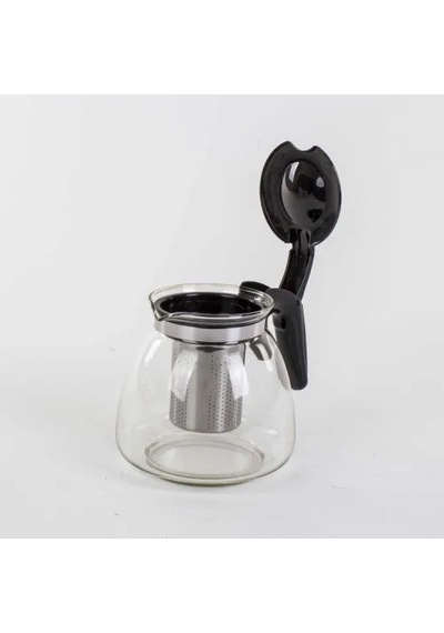 Büro Ev Ofis Çay Keyfi İçin Cam Süzgeçli Demlik Gri