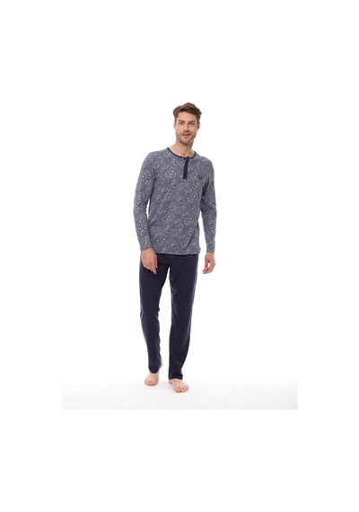 Pijadore 1535 Erkek Lacivert Uzun Kollu Pijama Takım 001