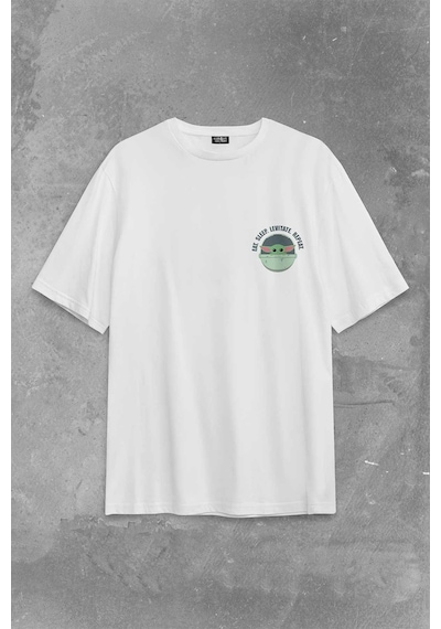 The Mandalorian Bebek Yoda Cep Tasarımı Star Wars Sırt Ön Baskılı Oversize Tişört Unisex T-shirt 001