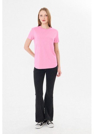 Sortie Collection Etek Ucu Damla Yırtmaçlı Basic Modal Bluz Pembe