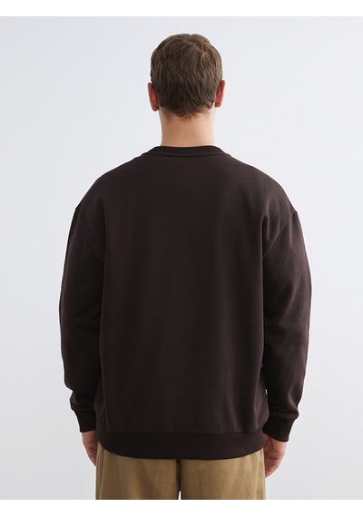 Lcw Vision Kahverengi Bisiklet Yaka Ayı Teddy Baskılı Erkek Kalın Sweatshirt