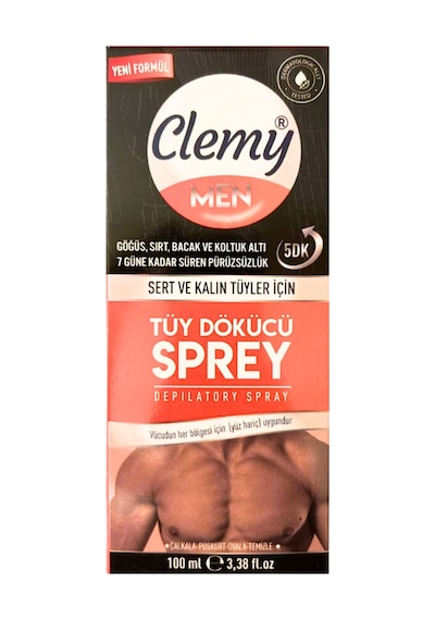Clemy Men 5 Dk Tüy Dökücü Sprey Sert Ve Kalın Tüyler İçin 100 Ml
