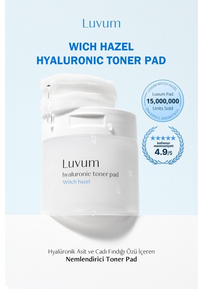 Luvum Hyalüronik Asit ve Cadı Fındığı İçeren Nemlendirici Tonikli Ped Luvum Toner Pad 60 adet