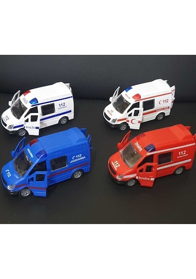 Oyuncak Araba Ambulans Polis Jandarma İtfaiye 112 Acil Kurtarıcı 4lü Set 12 Cm Diğer