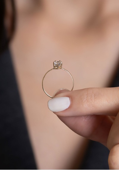 14 Ayar Altın Tektaşlı Yüzük 1,6 Cm Sarı Altın