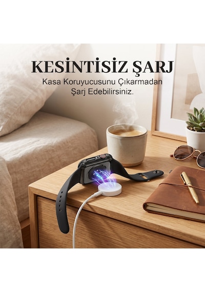 Caseonn Apple Watch Uyumlu Ultra Kılıf Tam Korumalı Ekran Koruyuculu Sert Bumper Kasa Şeffaf