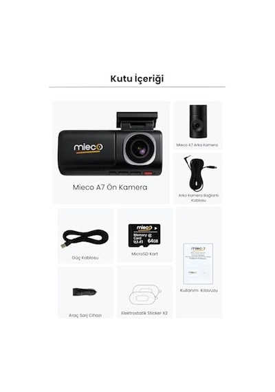 A7 4k Uhd/wifi/adas / 150 Ultra Geniş Açı/gece Görüşü/ön + Arka Araç Kamerası 2025 + Hafıza Kartı li