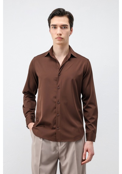 Antioch Comfort Slim Erkek Gömlek Kahve