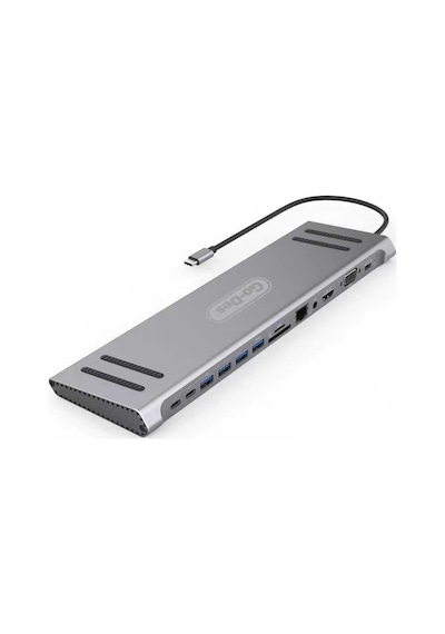 Go Des GD-9120 14 in 1 Stand Type-C Hub SD Kart RJ45 HDMI VGA USB Çoğaltıcı