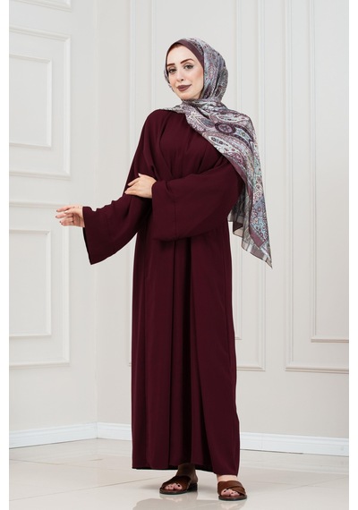 Sevitli Bağlamalı Maria Elbise-bordo-5339 Bordo