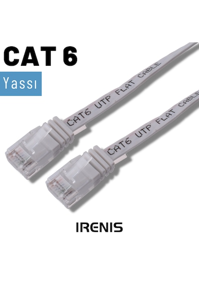 Irenıs 50 Cm Cat6 Kablo Yassı Ethernet Network Lan Ağ Kablosu