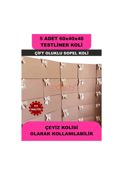 5 Adet 60x40x40 Ev Taşıma Kolisi, Çeyiz Kolisi, Boş Koli, Çift Oluklu Tssst Dopel