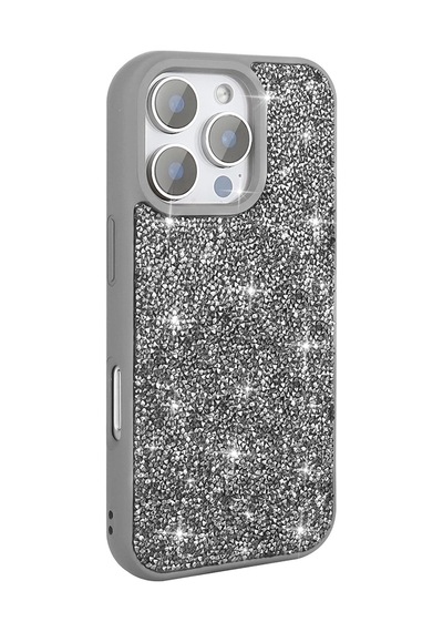 Apple Uyumlu iPhone 16 Pro Kılıf Parlak Taşlı Tasarım Zore Pırlanta Kapak